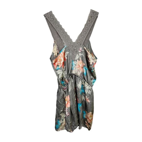 Anthropologie Eloise Lela Lace Romper Small Floral NIghtie Teddy Gray Boho Sleep - Picture 4 of 8